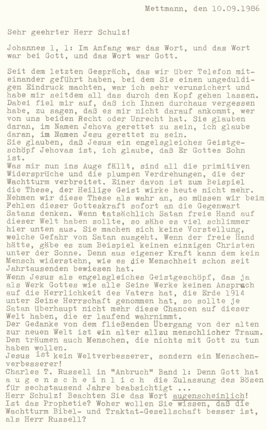 Brief an Herrn Schulz wegen Babylon, Seite 1