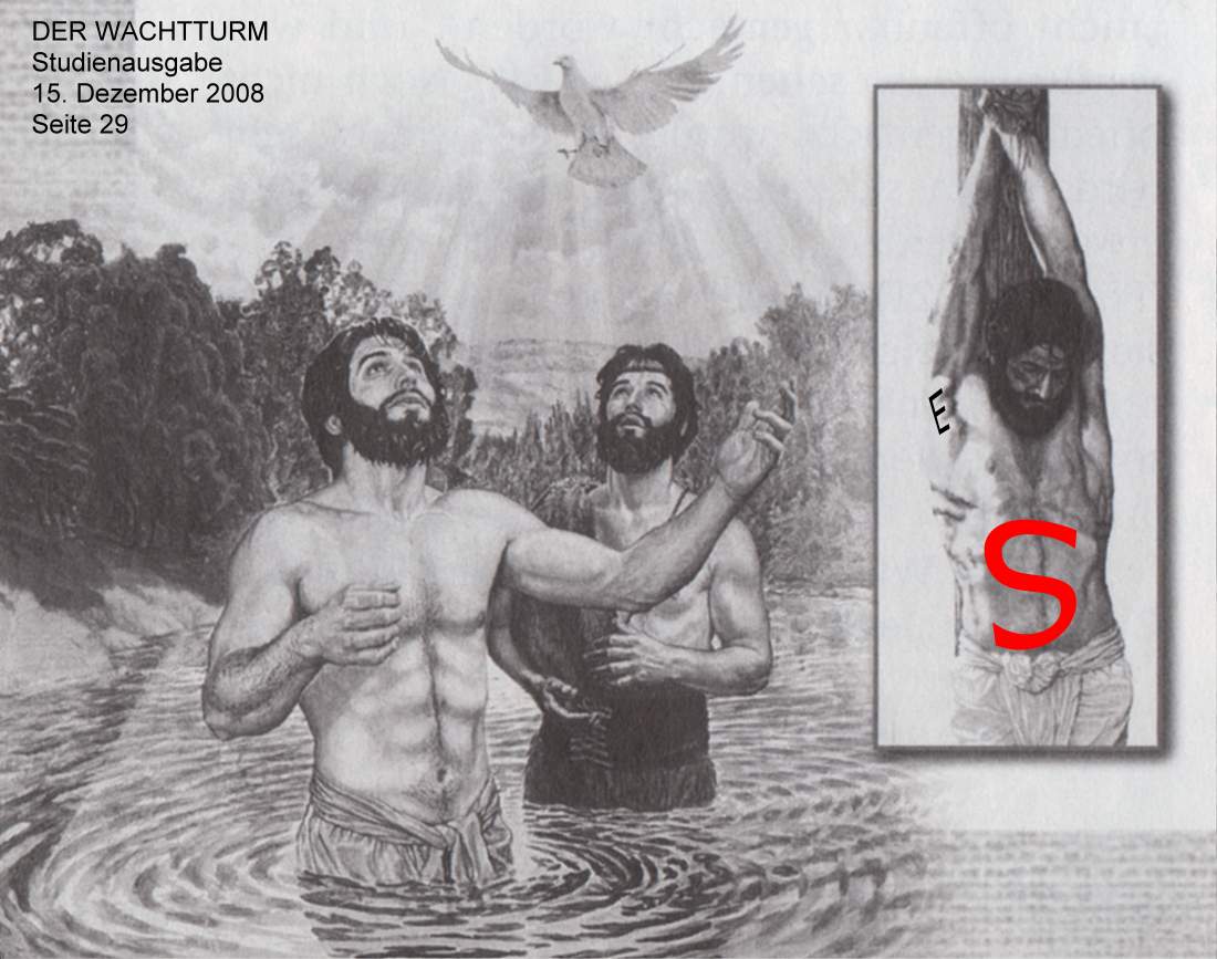 Ewiger Satan am gepfählten Fake-Jesus