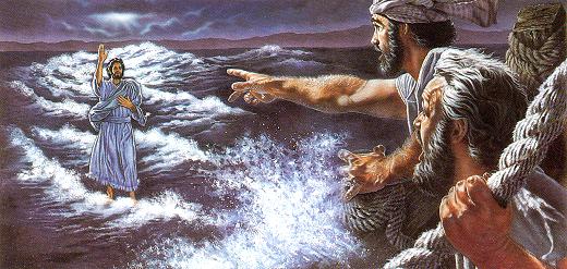 Wachtturm-Jesus geht über Wasser