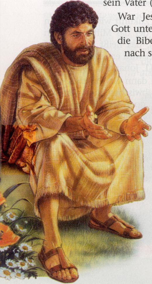 Wachtturm-Jesus sitzt auf Mann mit Hut