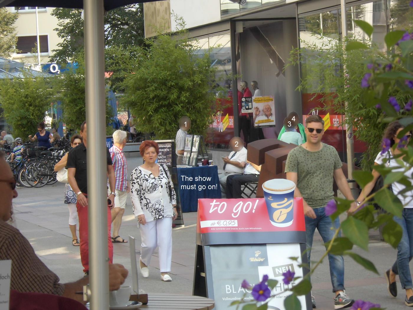 Jehovah's Witnesses stand around Bruchsal. The Show must go on.