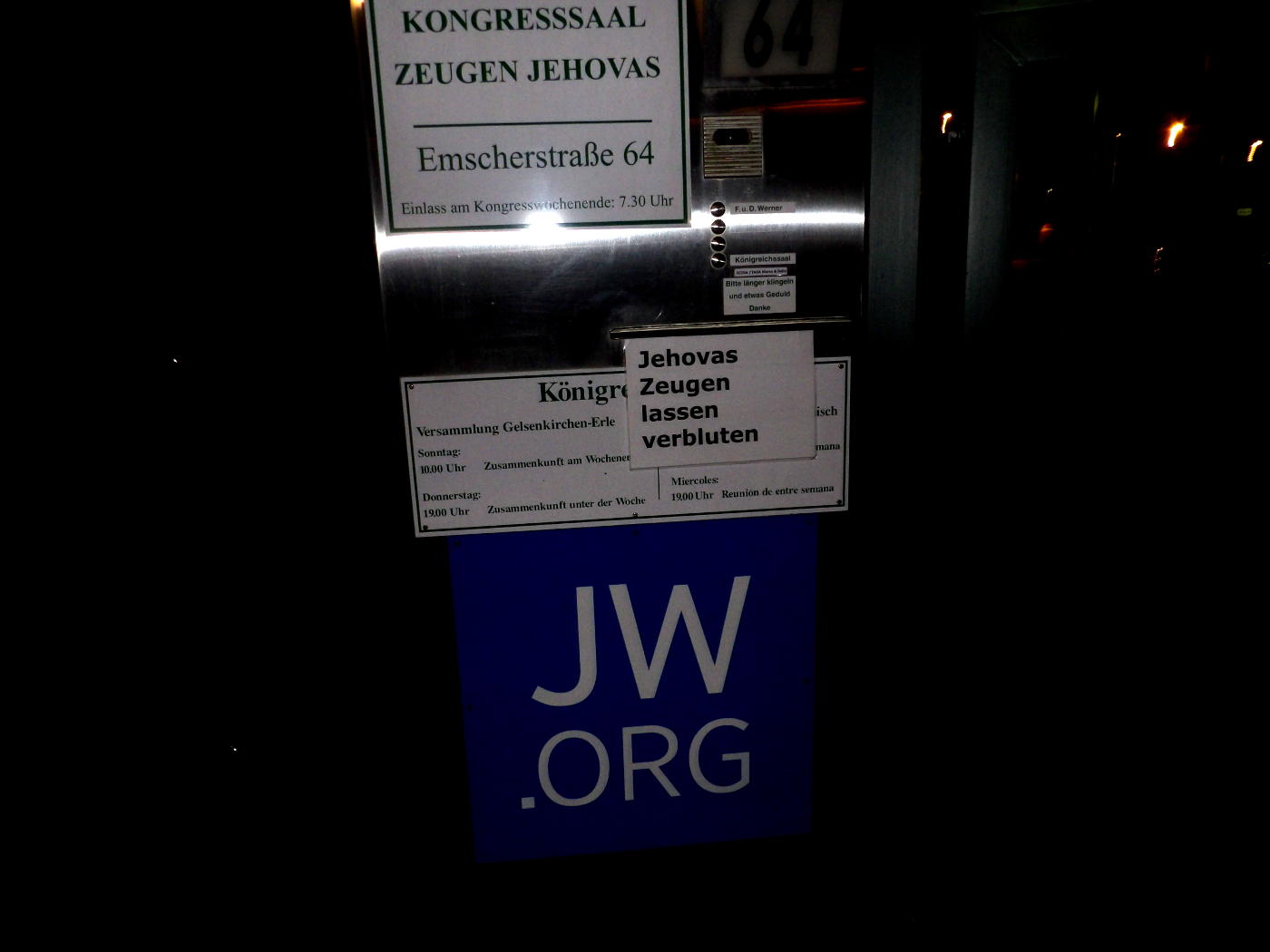 JW.ORG Gelsenkirchen Let Children Abuse and Prohibit Human Blood